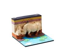 3D Notepad,3D Memo Pad Notepad,Rhino Art Carving Craft Non-Stick Sticky Notes,Tear-Away 3D Paper Carving Art Note Pad,3D Memo Pad,DIY Paper Post Notes Craft Desktop Decoration Gift