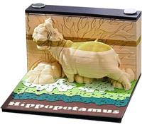 3D Notepad,3D Sticky Notes,168 Sheets Memo Pads Paper Art Note Pad,Funny Cute Tear-Away 3D Artsy Pads,Creative Paper Carving Non-Sticky Notes,3D Memo Pad for Offices Study Rooms Desktop (Hippo)