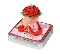 3D Notepad Calendar 2026 | Carved Rose Shaped Notepad, Detachable Paper Art Sculpture with LED Lighting and Clear Acrylic Case - A Desk Accessory From S