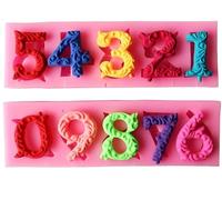 3D Numeral Fondant Moulds Chocolate Maker Cake Decorating Tools 0-9 Number Silicone Mold Arabic Number Lollipop Mold with Stick Hole