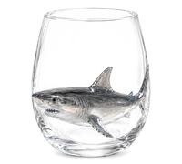 3D Ocean Animal Stemless Glasses, Coastal Whisky Drink Tumbler Cups | Hand Blown Blue Gradient Etched Glassware, Elegant Bar Tabletop Decor for Beach House Housewarming Party Gift