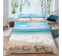 3D Ocean Beach Bedding Set Fun Words Duvet Cover Soft Brushed Microfiber Quilt Cover with Zipeer Closure and 2xPillowcases 50x75cm for Teens Adults (Super King 260x220cm) d.3654