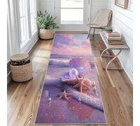3D Ocean Beach Runner Rug 65x180 cm Long Washable, Fantasy Seaside Seashell Carpet Runners for Hallway Non Slip, Kitchen Entryway Hall Bedroom Decor, Soft Low Pile CFc16