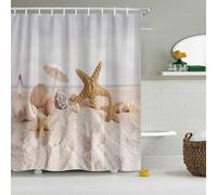 3D Ocean Beach Shell Shower Curtain Mould Proof Resistant Extra Wide Shower Curtains 240 x 200 cm Drop Wet Room Waterproof Washable Fabric Ocean Theme Bathroom Curtains with 12 Hooks d-1107