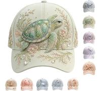 3D Ocean Creatures Embroidery Cap, Adjustable Cotton Baseball Cap with Raised Embroidered Sea Animal for Man Woman，I