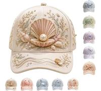 3D Ocean Creatures Embroidery Cap, Adjustable Cotton Baseball Cap with Raised Embroidered Sea Animal for Man Woman，E