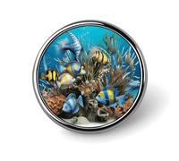 3D Ocean Fish Round Aluminum Alloy Pin Badge Lapel Pin