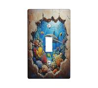 3D Ocean Shark Decorative Switch Cover 1 Gang Single Toggle, Underwater Sealife Wall Plate Cover, Standard Size, Fun Sea Electrical Faceplate for Bedroom Living Room Decor