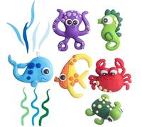 3D Ocean Theme Cake Decoration Sea Cake Toppers, 14 PCS Ocean Sea Animals Cake Decoration Under the Sea Marine Life Crabs Octopus Fish Turtles Beach Theme for Birthday Baby Shower Party Supplie