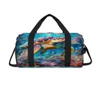 3D Oceans Turtle Submarine World Sport Duffel Bag with Shoes Compartment Overnight Weekender Bags Travel Gym Luggage Organizer for Women Men Kids Girls Boys