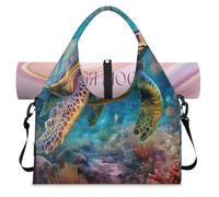 3D Oceans Turtle Submarine World Sports Duffle Bag with Shoe Compartment Weekend Overnight Bags Tote Cabin Luggage Bag for Gym Yoga Travel