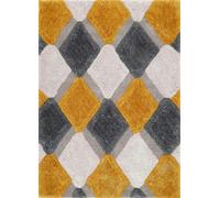 Origins 3D Geo Rug Shaggy Ochre 80 x 150cm, Gold