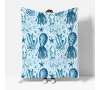 3D Octopus Blanket Double 150x200cm Fluffy Flannel Microfiber Fleece Cosy Warm Sofa Throw Blanket Marine Animal for Couch Bed Bedroom Office Travel Camping(Image 1-5)