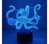 3D Octopus Night Light USB Touch Switch Decor Table Desk Optical Illusion Lamps 7 Color Changing Lights LED Table Lamp Xmas Home Love Brithday Children Kids Decor Toy Gift