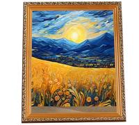 3D Oil Painting Cat Bed with Scratching Post, Vintage Frame Pet House for Home Decoration, Durable Plastic Cat Cave with Daisy Embroidery