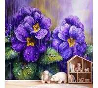 3D Oil Painting Wallpaper Panoramic Deco Wallpaper Mural FFloral Primrose | Wallpaper Premium Non-Woven Wallpaper 300 x 210 cm Printed Wallpaper for Room Wall Deco