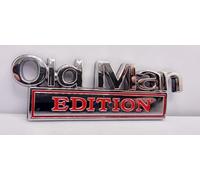 3D Old Man Edition Car Sticker Metal Logo Emblem Sticker Car Pensioner Silver