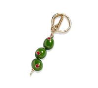 3D Olive Keychain - Funny Olives Keyring Fruit Acrylic Pendant with Red Pimento Cute Bag Charm for Men Women (Olive-A)