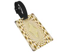 3D Optical Dizziness Yellow Grid Print Luggage Tags Travel Bag Tags Luggage Identifiers Cruise Ship Luggage Tags Travel Accessories for Cruise Airplane Travel