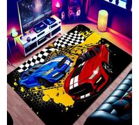 3D Optical Illusion Area Rug, Non Slip Decorative Floor Mat, Modern Visual Racing Cars Dinosaur Geometry Carpet for Gaming Bedroom Living Room Study, Stylish Printed Floor Rug, 120x180 cm, Color 4