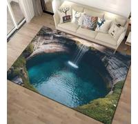 3D Optical Illusion Area Rug Non-Slip Floor Mat, Creative Visual Effect Carpet for Living Room Bedroom Game Room Kids Room, Soft Durable Deep Hole Vortex Waterfall Design (COLOR-5,100x120cm)