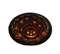 3D Optical Illusion Halloween Rug Non-Slip Visual Trap Floor Mat Horror Spooky Decor for Living Room Bedroom Entrance Door Mat Housewarming Gift Indoor Carpet ，Black