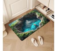 3D Optical Illusion Rug, 3D Bottomless Hole Optical Illusion Area Mat, Front Door Mat Outside Entrance, Test & Play with Your Dog or Cat, for Living Room, Bathroom, Non-Slip (#A)