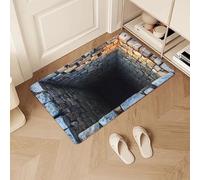 3D Optical Illusion Rug, 3D Bottomless Hole Optical Illusion Area Mat, Front Door Mat Outside Entrance, Test & Play with Your Dog or Cat, for Living Room, Bathroom, Non-Slip (#I)