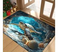 3D Optical Illusion Rug Featuring Underwater World Animals Like Crocodiles Sea Turtle Koi Fish, Soft Non-slip Rug Carpet for Living Room Bedroom Studie, Super Absorbent Bath mat, 120x180 cm, Color 5
