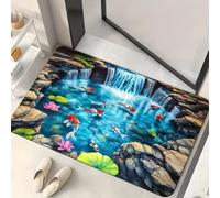 3D Optical Illusion Rug Featuring Underwater World Animals Like Crocodiles Sea Turtle Koi Fish, Soft Non-slip Rug Carpet for Living Room Bedroom Studie, Super Absorbent Bath mat, 100x200 cm, Color 2