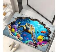 3D Optical Illusion Rug Featuring Underwater World Animals Like Crocodiles Sea Turtle Koi Fish, Soft Non-slip Rug Carpet for Living Room Bedroom Studie, Super Absorbent Bath mat, 80x160 cm, Color 4
