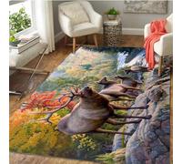 3D Optical Illusion Rug For Living Room, Wildlife Elk Print Pattern Area Rug Home Decor Carpet Mat,Non Slip Rug Large Porch Hallway Doormat - 80 X 120 Cm -83053600984