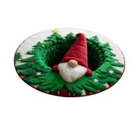 3D Optical Illusion Rug, Non-Slip Christmas Doormat as Decorative Flooring, Gnome Round Rug for the Bedroom, for Indoor, Holidays, Living Room, Entrance Area and It