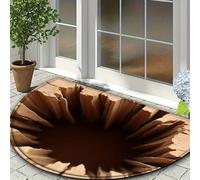 3D Optical Illusion Rug, Rugs That Look Like A Hole, Semi Circle Visual Trap Door Mat, Non-Slip Floor Carpet for Bedroom, Living Room, Porch, Terrace and Entrance Decor
