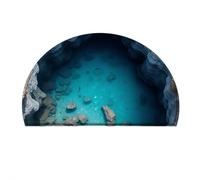 3D Optical Illusion Rug, Rugs That Look Like A Hole, Semi Circle Visual Trap Door Mat, Non-Slip Floor Carpet for Front Door Bathroom Kitchen Kids Room Home Décor (I)