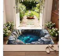 3D Optical Illusion Rug - Vortex & Bottomless Hole Design Non-Slip Doormat | Indoor/Outdoor Use for Entrance, Living Room, Playroom & Office (Blue, 60x90cm)