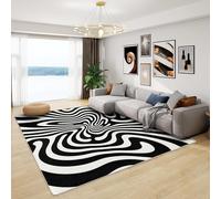 3D Optical Illusion Rugs - Black and White Rug, Psychedelic Trippy Rugs for Living Room Bedroom, Washable Non Slip Soft Small Carpet, Patterned Area Rugs & Home Decor 60x90 cm