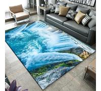3D Optical Illusion Rugs Soft Flannel Floor Carpet Living Room Bedroom, Sea View Waterfall View - Throw Runner Rugs Low Profile Door Mats 3D Printed Carpet Non Slip Area Rug 40 X 60 Cm /3257924058068