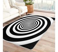 3D Optical Illusion Rugs - Vortex Illusion Rug, Black and White Rugs for Living Room Bedroom, Washable Non Slip Soft Small Carpet, Patterned Area Rugs & Home Decor 80x150 cm