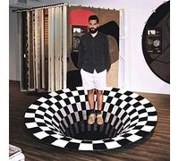 3D Optical Illusion Vortex Rug - Black & White Plaid for Living Room, Bedroom, Dining Room, Kitchen & More