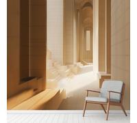 3D Optical Illusion Wall Sticker, Geometric Space Murals Self Adhesive Photo, Architecture Wallpaper PVC Murals for Bedroom, Living Room Wall Art 260x175 cm