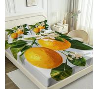 3D Orange Super King Fitted Sheet Orange Printed Bed Sheets 30 cm Deep Fitted Sheets Soft Microfiber Bedding 180x200 cm with 2 Pillowcases for kids and aldults C.L63