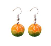 3D Orange Tangerine Fruit Acrylic Earrings Handmade Funny Lifelike Resin Yellow Green Lemon Fruits Round Ball Lightweight Dangle Drop Earrings for Women Birthday Party Holiday Jewelry Gifts, Acrylic