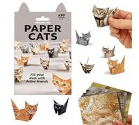 3D Origami Kit, 50pcs Paper Cats Origami Kit, DIY Creative Origami Animal Kit, Fold Your Own Paper Cats, Origami Animal Shaped Decoration Kit, Desk Decoration Origami Set for Adults Kids (Cat)