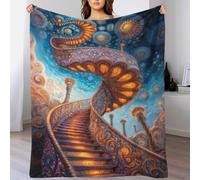 3D Ornate Stairway to The Sky Print Fluffy Soft Throws Versatile Flannel Blankets Warm Poncho Shawl Blankets Cloak Cape for Bed Couch 60x80inch(150x200cm)