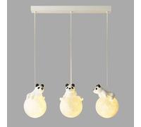 3D Paint Moon Pendant Light for Bedroom Single Milk White Planet Lamp 3-Light Hanging Light Ceiling Cute Cartoon Panda Nursery Chandelier for Girl Boy Room Bedside
