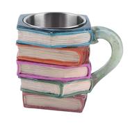 3D Painted Book Coffee Mug, Funny Novelty 3D Book Stack Mug, Creative Reading Coffee Cup with Charming Books, Stack Shaped Mark Cup for Tea Milk Water Juice Drink, Desktop Decoration