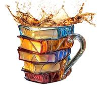 3D Painted Book Mug for Hot or Cold Brews, Unique Library Glass Coffee Mug, Book Club Gifts for Women, Reading Bookish Items Bookworm Librarian Lovers for Readers