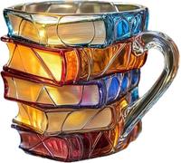 3D Painted Book Mug, Novelty Books Coffee Cup, Unique Painted Glass Mug Gift for Book Lovers, Reader-Themed Coffee Mugs