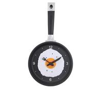 3D Pan with Fried Egg Shape Pot Wall Clock Modern Design for Kitchen Decoration, Kitchen Decorative Frying Pan Wall Mounted Clock with Fried Egg, Silent Battery Operated Wall Clock for Home(black)